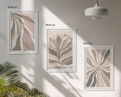 Set de 3 cuadros para salón con diseños de patrones abstractos de plantas