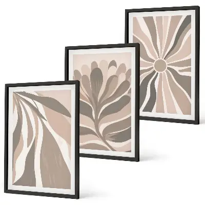Set de 3 cuadros para salón con diseños de patrones abstractos de plantas
