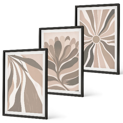 Set de 3 cuadros para salón Patrones abstractos de plantas