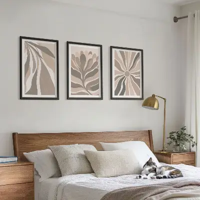 Set de 3 cuadros para salón con diseños de patrones abstractos de plantas