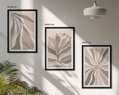 Set de 3 cuadros para salón Patrones abstractos de plantas