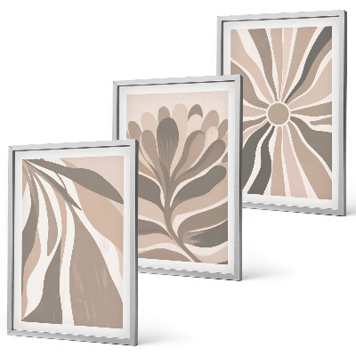 Set de 3 cuadros para salón Patrones abstractos de plantas