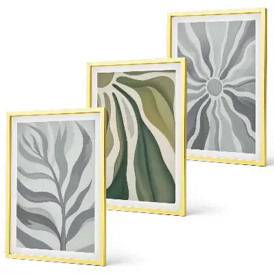 Juego de 3 cuadros con patrones de plantas en verde