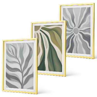 Juego de 3 cuadros Patrones de plantas en verde