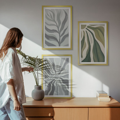 Juego de 3 cuadros Patrones de plantas en verde
