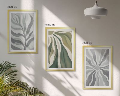 Juego de 3 cuadros Patrones de plantas en verde