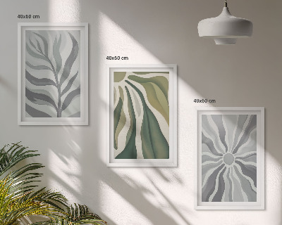 Juego de 3 cuadros Patrones de plantas en verde