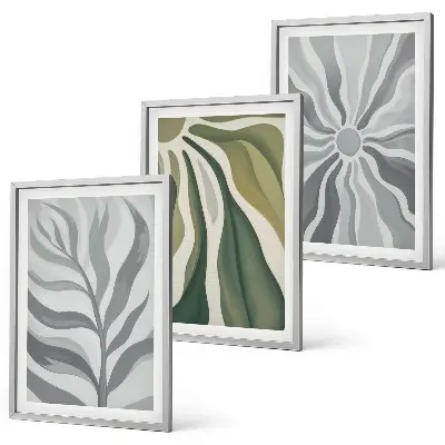 Juego de 3 cuadros con patrones de plantas en verde