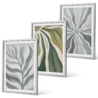 Juego de 3 cuadros Patrones de plantas en verde