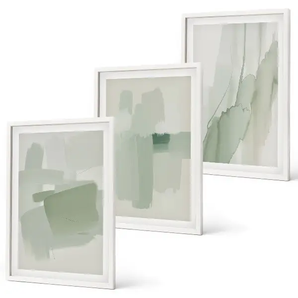 Juego de 3 cuadros con patrones abstractos de acuarela