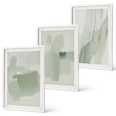 Juego de 3 cuadros con patrones abstractos de acuarela