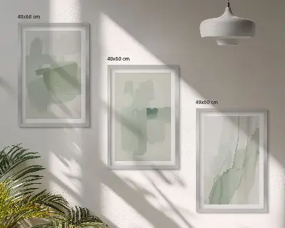 Juego de 3 cuadros con patrones abstractos de acuarela