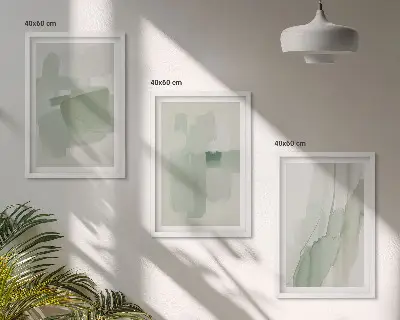 Juego de 3 cuadros con patrones abstractos de acuarela