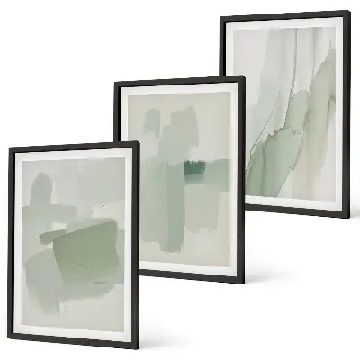 Juego de 3 cuadros con patrones abstractos de acuarela