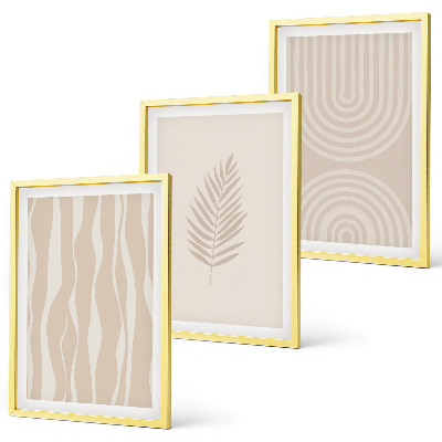 Set de 3 cuadros para salón patrones de plantas beige