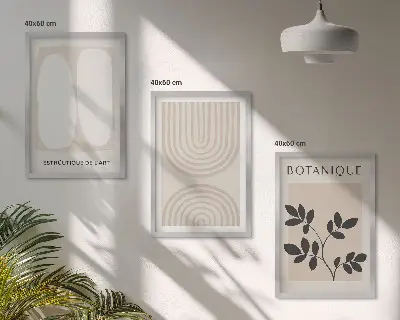 Juego de 3 cuadros con diseño de pósteres de plantas delicadas de estilo bohemio