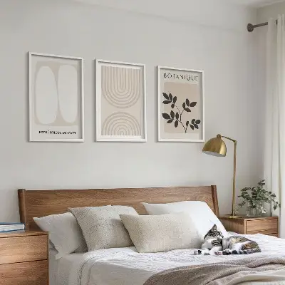 Juego de 3 cuadros con diseño de pósteres de plantas delicadas de estilo bohemio