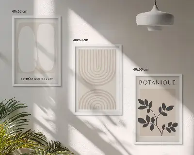 Juego de 3 cuadros con diseño de pósteres de plantas delicadas de estilo bohemio