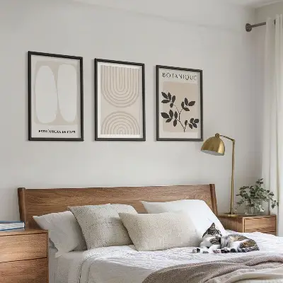 Juego de 3 cuadros con diseño de pósteres de plantas delicadas de estilo bohemio