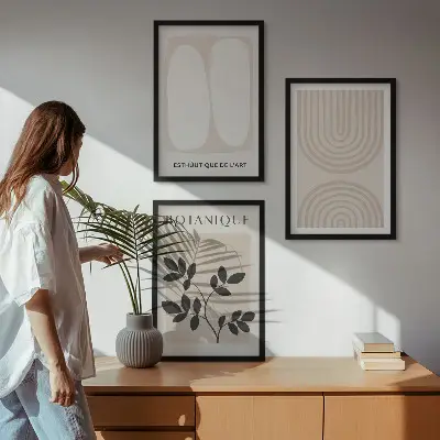 Juego de 3 cuadros con diseño de pósteres de plantas delicadas de estilo bohemio