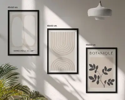 Juego de 3 cuadros con diseño de pósteres de plantas delicadas de estilo bohemio