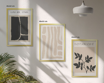 Set de 3 cuadros para salón Formas abstractas de plantas