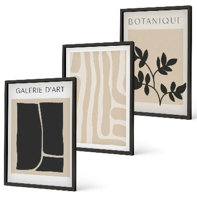Set de 3 cuadros para salón Formas abstractas de plantas