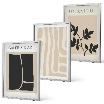 Set de 3 cuadros para salón con diseño de formas abstractas de plantas
