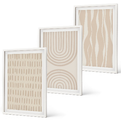 Juego de 3 cuadros Patrones abstractos de color beige