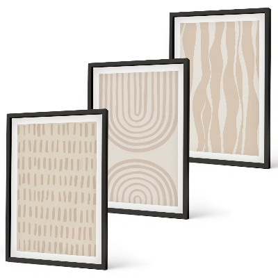 Juego de 3 cuadros Patrones abstractos de color beige