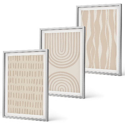 Juego de 3 cuadros Patrones abstractos de color beige