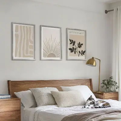 Set de 3 cuadros para salón con diseños de patrones abstractos de plantas