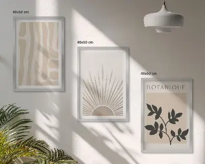 Set de 3 cuadros para salón con diseños de patrones abstractos de plantas