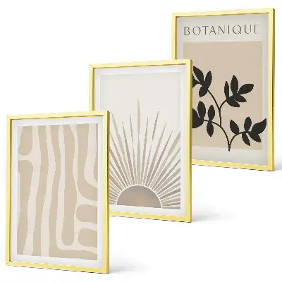 Set de 3 cuadros para salón con diseños de patrones abstractos de plantas