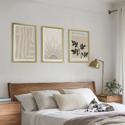 Set de 3 cuadros para salón con diseños de patrones abstractos de plantas
