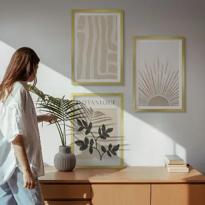 Set de 3 cuadros para salón con diseños de patrones abstractos de plantas