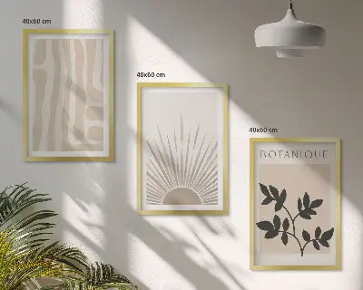 Set de 3 cuadros para salón con diseños de patrones abstractos de plantas