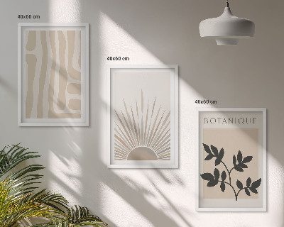 Set de 3 cuadros para salón Patrones abstractos de plantas