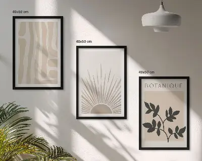 Set de 3 cuadros para salón con diseños de patrones abstractos de plantas