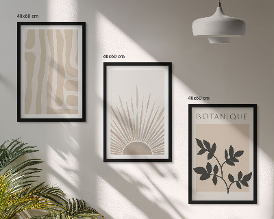 Set de 3 cuadros para salón Patrones abstractos de plantas