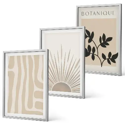 Set de 3 cuadros para salón con diseños de patrones abstractos de plantas