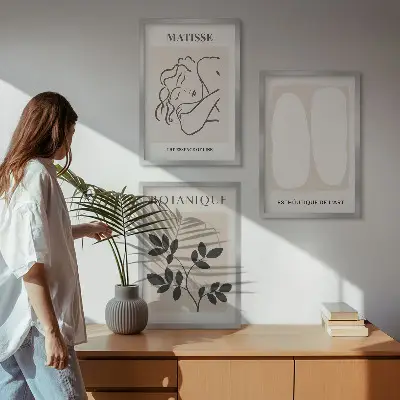 Set de 3 cuadros de plantas de Matisse decoración elegante para salón