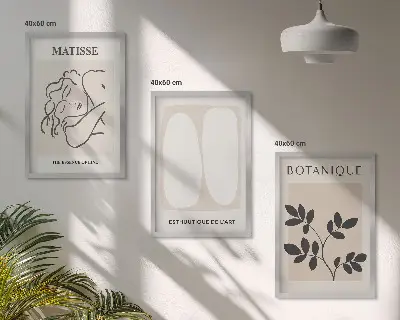 Set de 3 cuadros de plantas de Matisse decoración elegante para salón