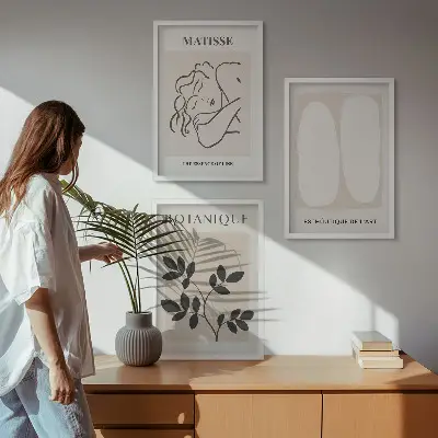 Set de 3 cuadros de plantas de Matisse decoración elegante para salón