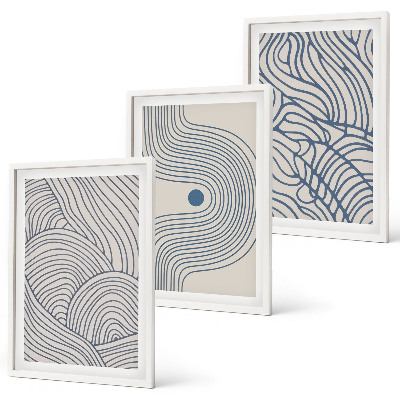 Set de 3 cuadros para salón Líneas abstractas, ondas y formas