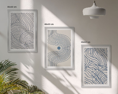 Set de 3 cuadros para salón Líneas abstractas, ondas y formas