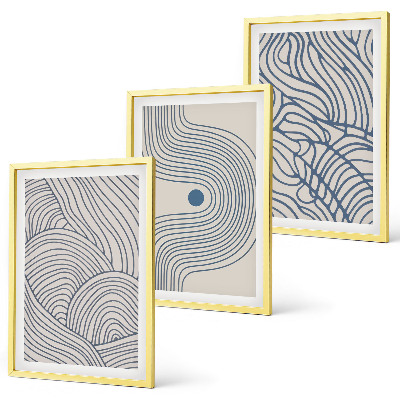 Set de 3 cuadros para salón Líneas abstractas, ondas y formas