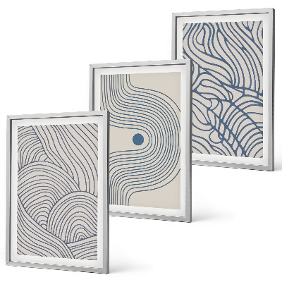 Set de 3 cuadros para salón Líneas abstractas, ondas y formas