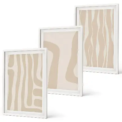 Juego de 3 cuadros con patrones abstractos de estilo bohemio