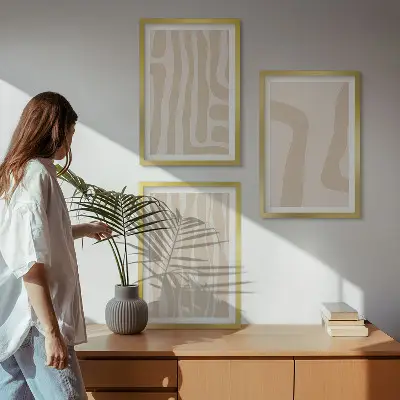 Juego de 3 cuadros con patrones abstractos de estilo bohemio